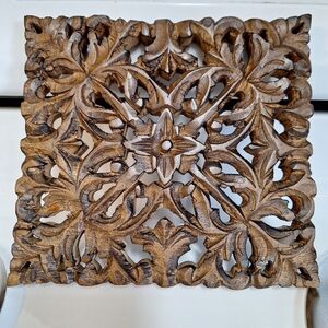 Intricate Carved Wooden Trivet